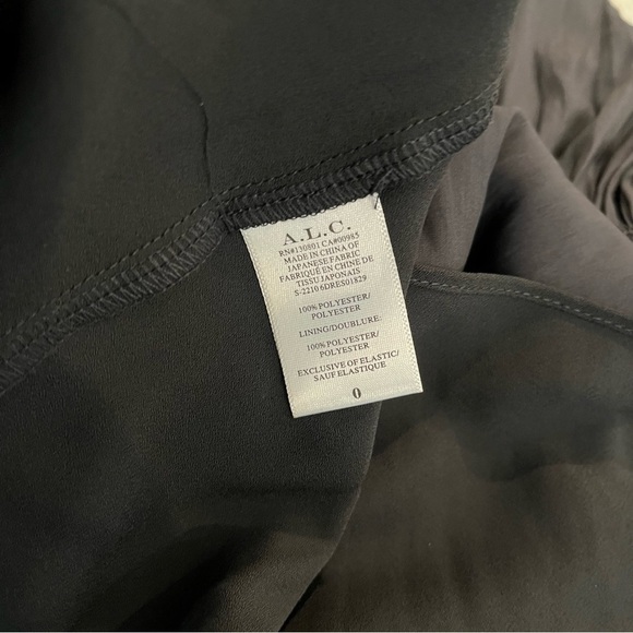 NWT ALC Size 0 Cody Solid Black A-line Dress Smocked Halter Sharkbite Hem $525 - Picture 5 of 6